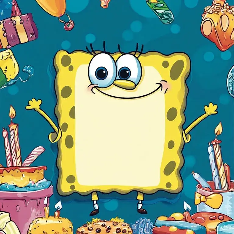 מסגרת בובספוג ברכה ליום הולדת